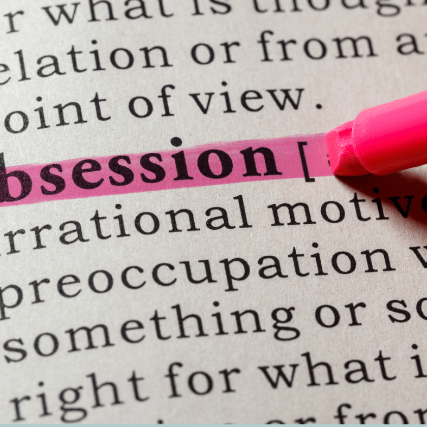 mot obsession surligné en rose dans un texte