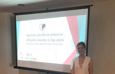 Mathilde Baumann (étudiante M.A.) lors de l'International Family Violence and Child Victimization Research Conference (IFVCVRC) 2018, à Porthmouth au New Hampshire (États-Unis).
